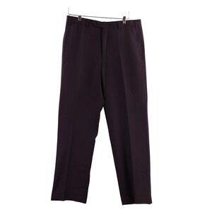 Mens Pure‎ Wool Flat Front Cuffed Dress Pants Navy Blue 34x30 Made in Italy